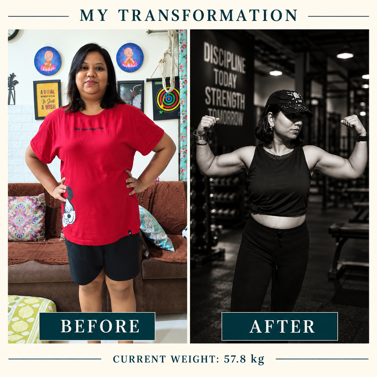 Dr. Nandini Shrivastava - My Transformation Before and After, Current Weight 57.8 kg